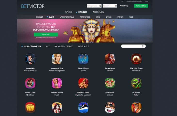 BetVictor_Casino_Startbildschirm