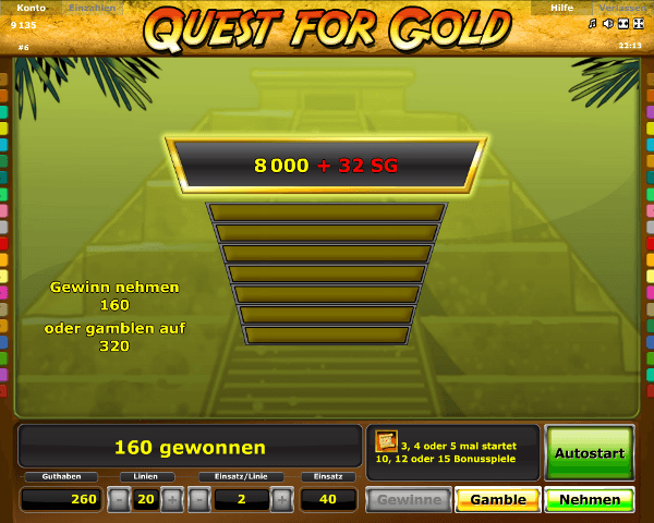 Quest for Gold Gambling Funktion