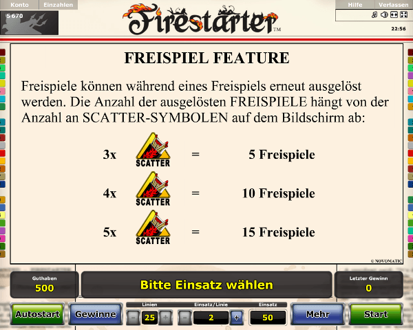 Firestarter Freispiel Feature