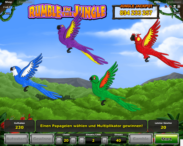 Rumble in the Jungle Pick a Parrot Bonus