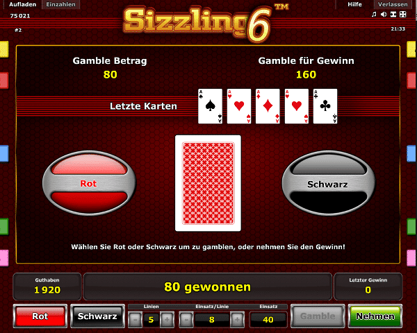 Sizzling 6 Gambling