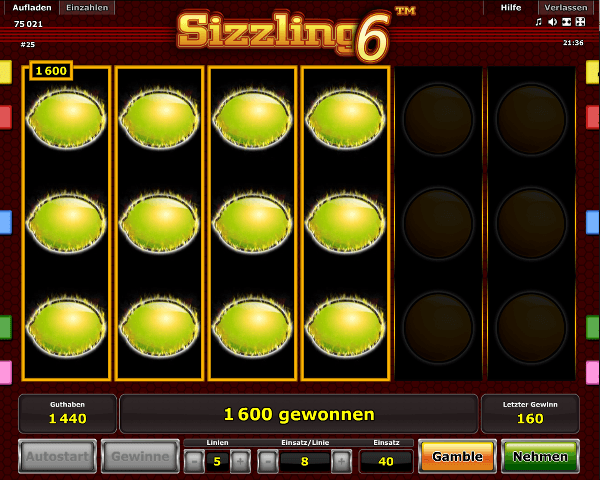 Sizzling 6 Spielautomat 