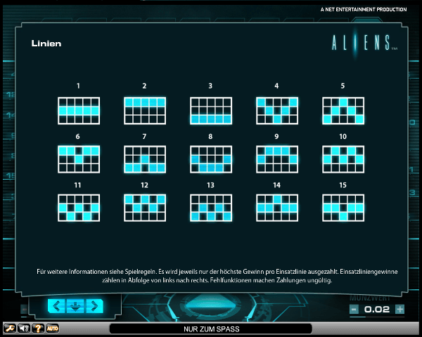 Aliens Gewinnlinien