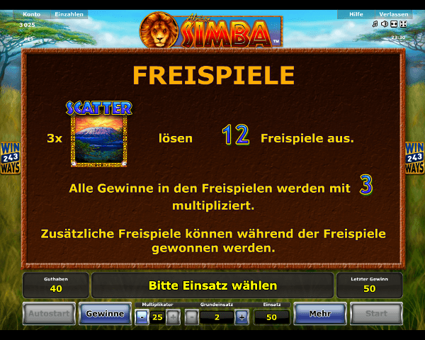 African Simba Freispiele