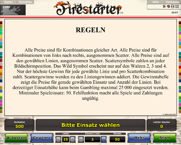 Firestarter Regeln