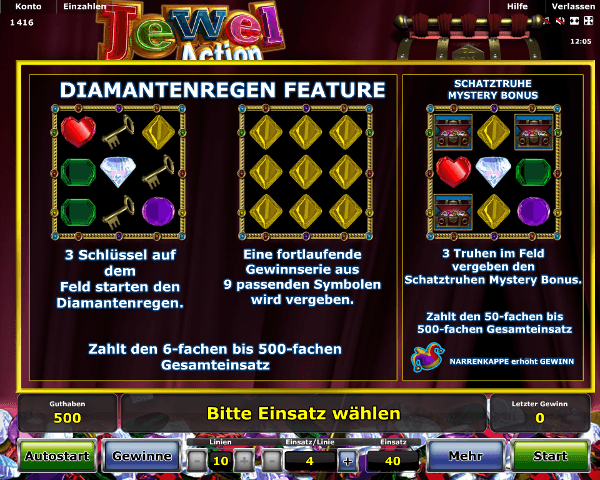 Jewel Action Diamantenregen Feature