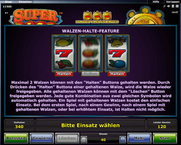 Super Dice Walzen Halte Feature